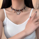 美拉德棕色蝴蝶choker皮革项圈女2025年爆款 秋冬百搭脖子颈链配饰