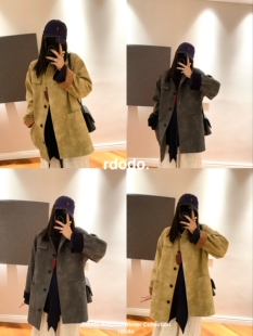 Rdodo自线 夹克口袋外套风衣 拉夫巴恩风复古水洗棉拼灯芯绒工装