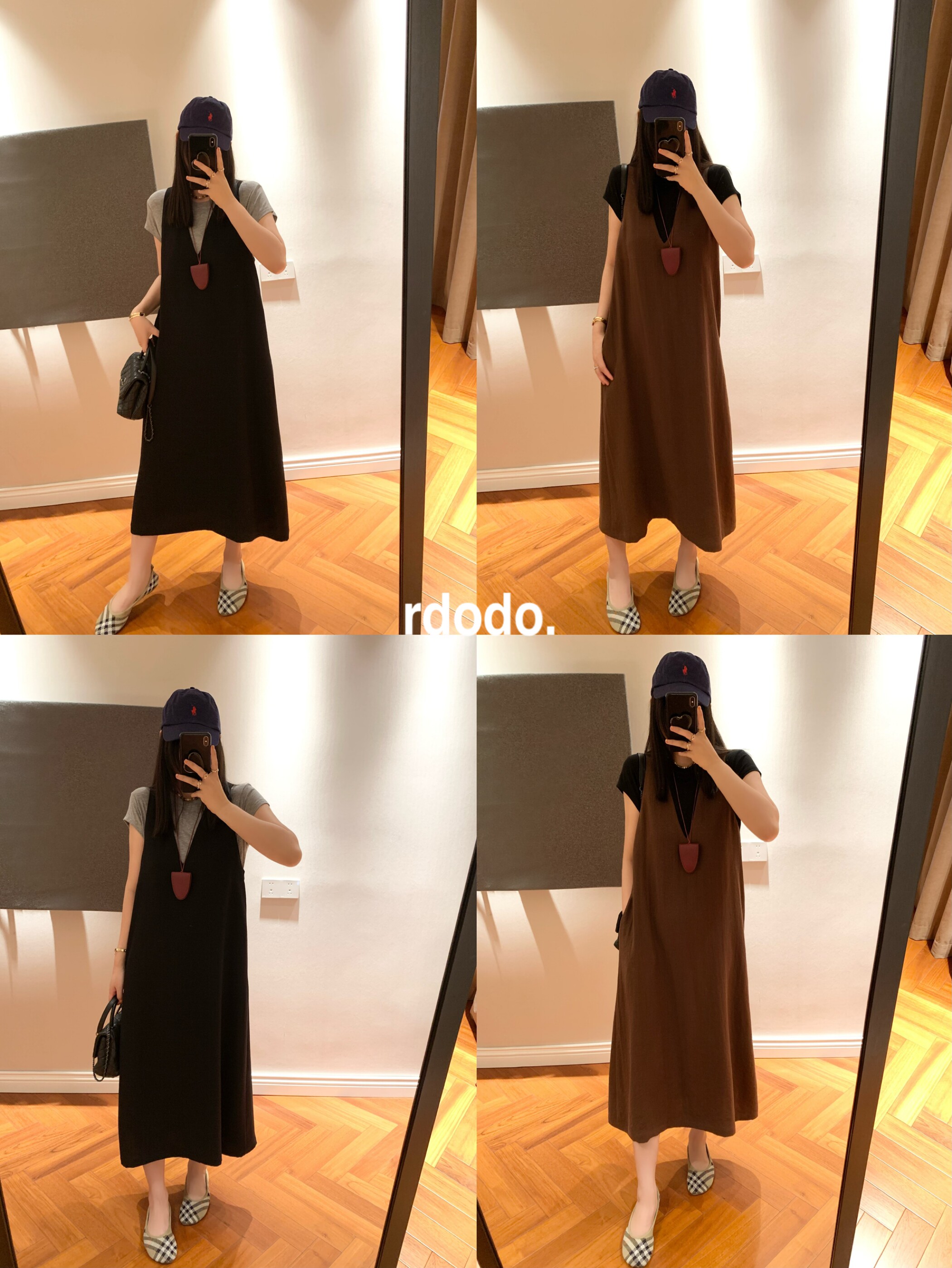 Rdodo自线 row时髦立体叠穿极简深V真丝亚麻无袖懒人背心连衣裙
