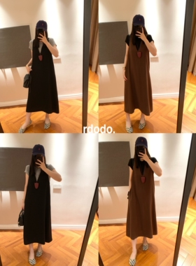 Rdodo自线 row时髦立体叠穿极简深V真丝亚麻无袖懒人背心连衣裙