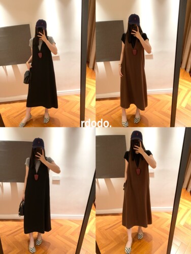 Rdodo自线 row时髦立体叠穿极简深V真丝亚麻无袖懒人背心连衣裙