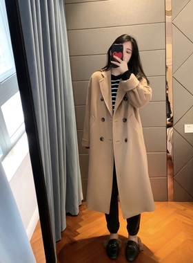 Rdodo 高端自线 意大利M家101801经典款羊绒羊毛长款大衣驼色厚款