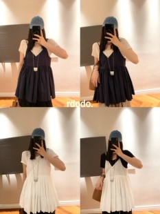 Rdodo自线 英国egg高阶美学层次叠穿单穿天丝亚麻浪漫吊带上衣