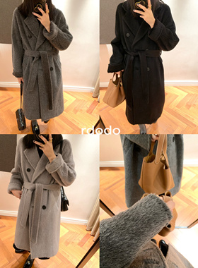 Rdodo高端线秘鲁进口光泽babysuri羊驼毛101801苏力皮草大衣厚款