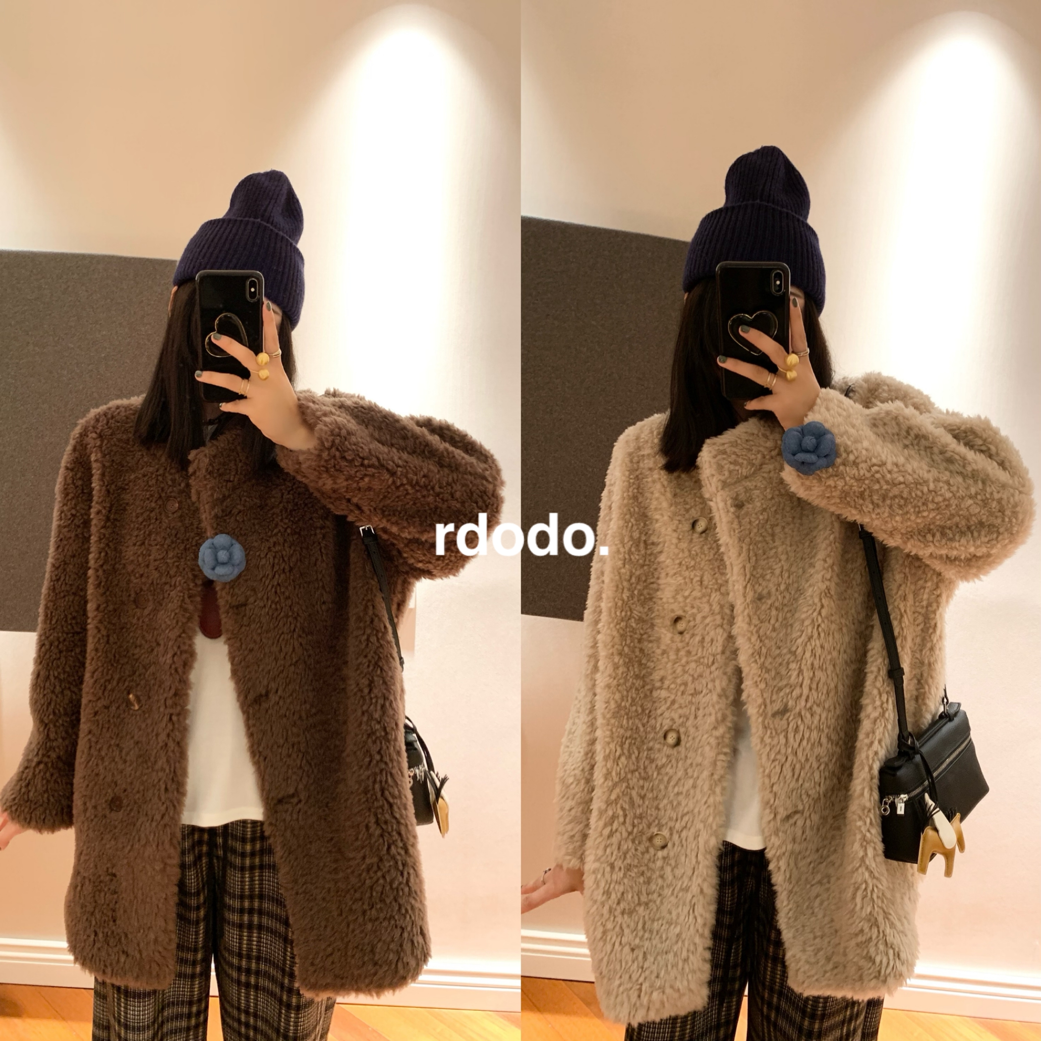 Rdodo自线 一件过冬卷毛泰迪澳洲美丽诺全羊毛大衣皮草外套厚款