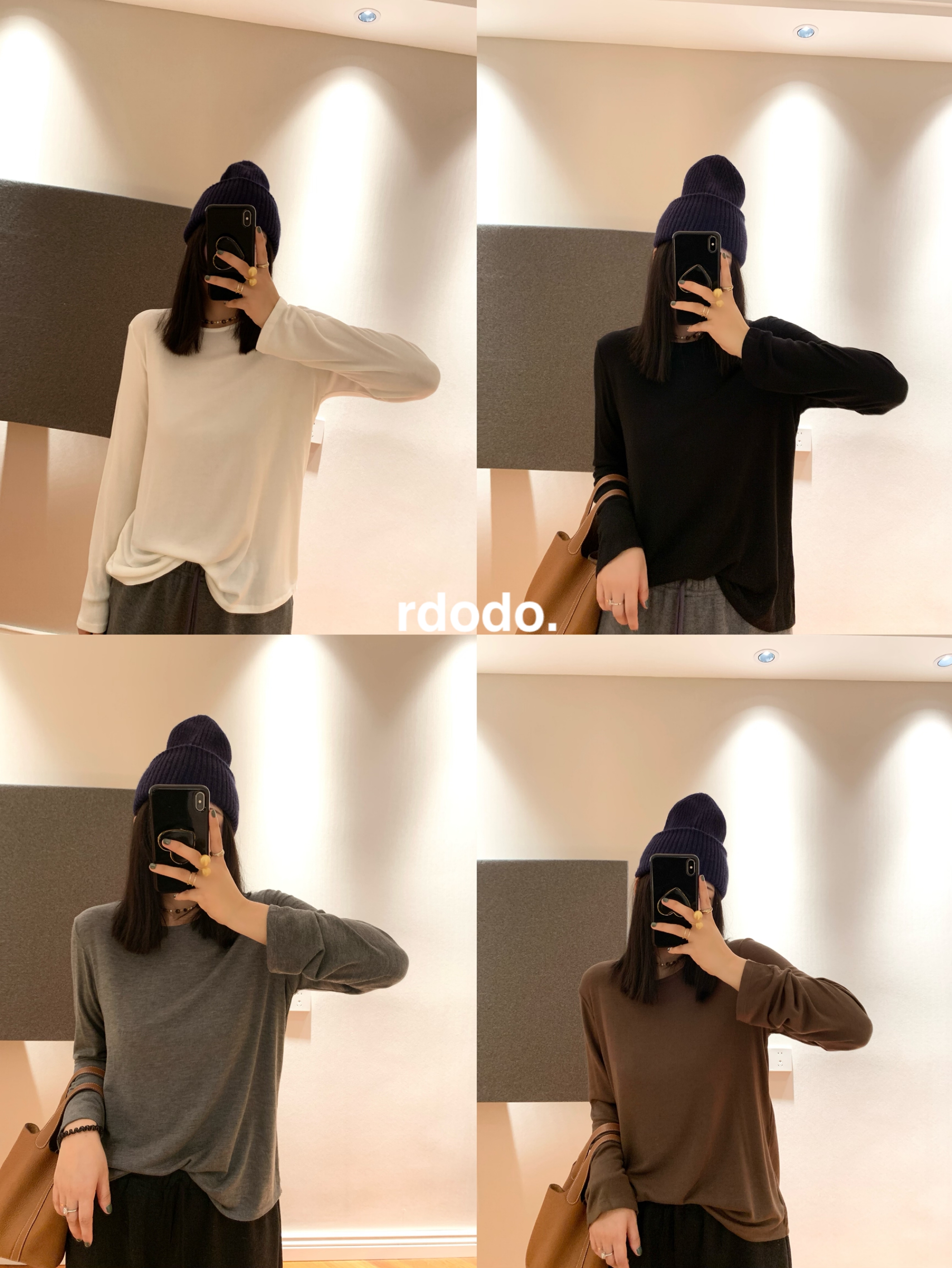 Rdodo自线 黑科技含山羊绒自发热时髦慵懒纸片人宽松打底T恤上衣