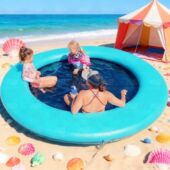 拉丝pvc大型充气浮排户外水上便携式 充气浮台水吊床泳池圆形躺椅