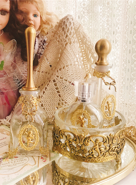 法式复古香水瓶 天使黄铜水晶玻璃瓶 25ML100ML分装瓶 轻奢摆件