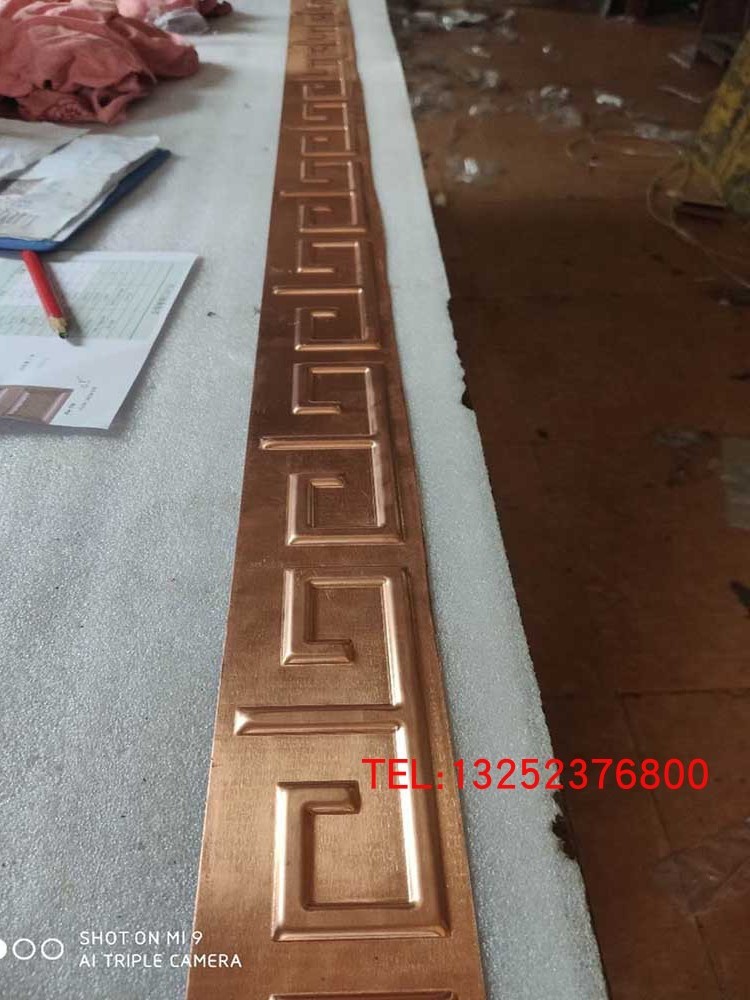 中式回纹线条模具冲压万字纹U型压条室外景观装饰铜条拉丝古铜u.