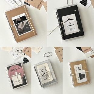 PaperNice M5/A7原创极简透明活页外壳百搭PVC绑带高透手账外壳