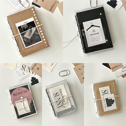 PaperNice M5/A7原创极简透明活页外壳百搭PVC绑带高透手账外壳