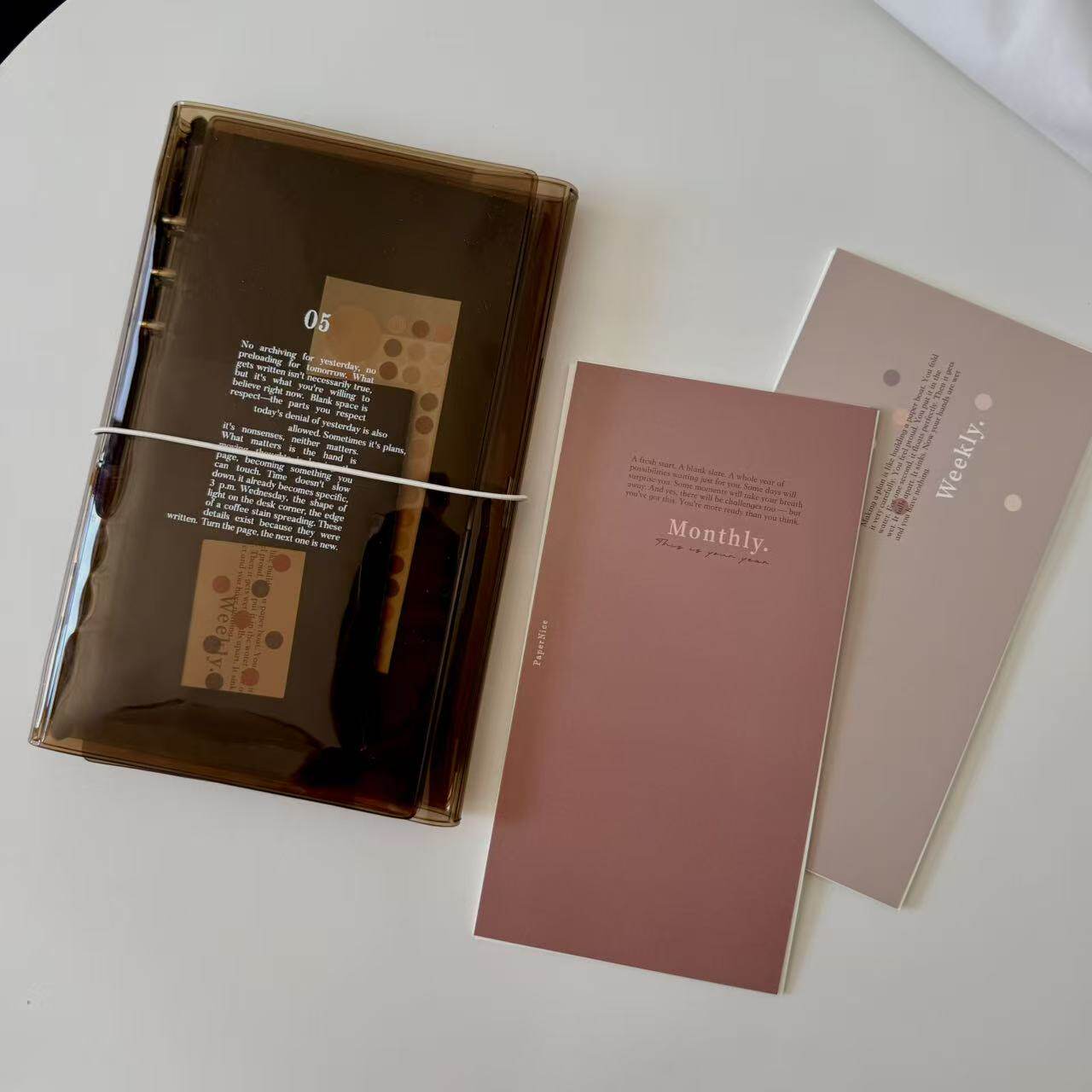 PaperNice原创A5s冰美式三折外壳月计划周计划彩色内页内芯TN收纳图片