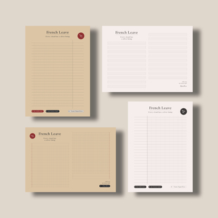 PaperNice B5原创法文格双面印刷拍纸本极简复古牛皮色格雷灰本子