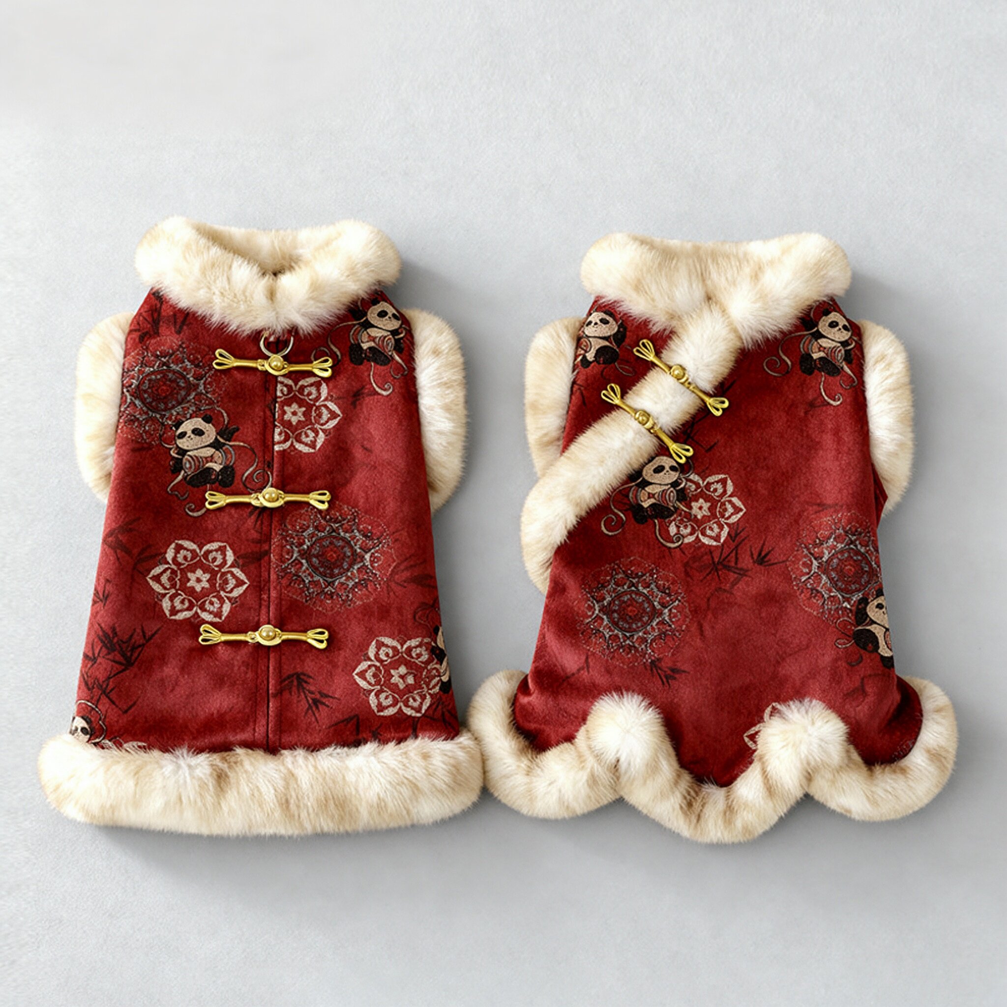 狗狗衣服新年冬装新中式喜庆比熊雪纳瑞宠物保暖猫咪过年拜年唐装