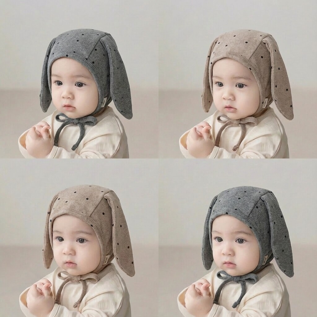 韩国婴儿帽子秋冬2025新款耳朵新生儿护耳帽冬季婴幼儿宝宝胎帽