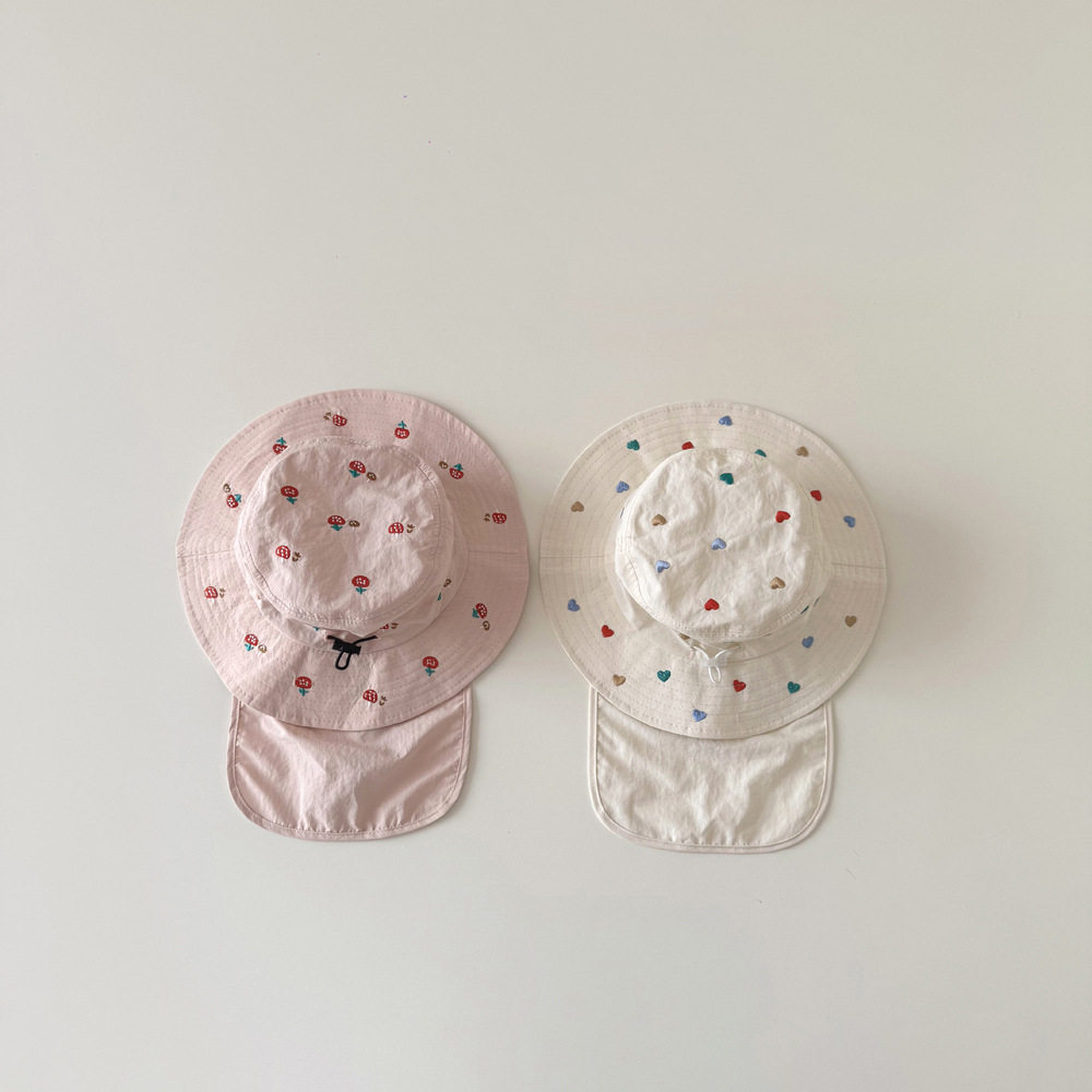 韩国儿童帽子夏季薄款速干渔夫帽男童女童防晒遮阳宝宝护颈披肩帽