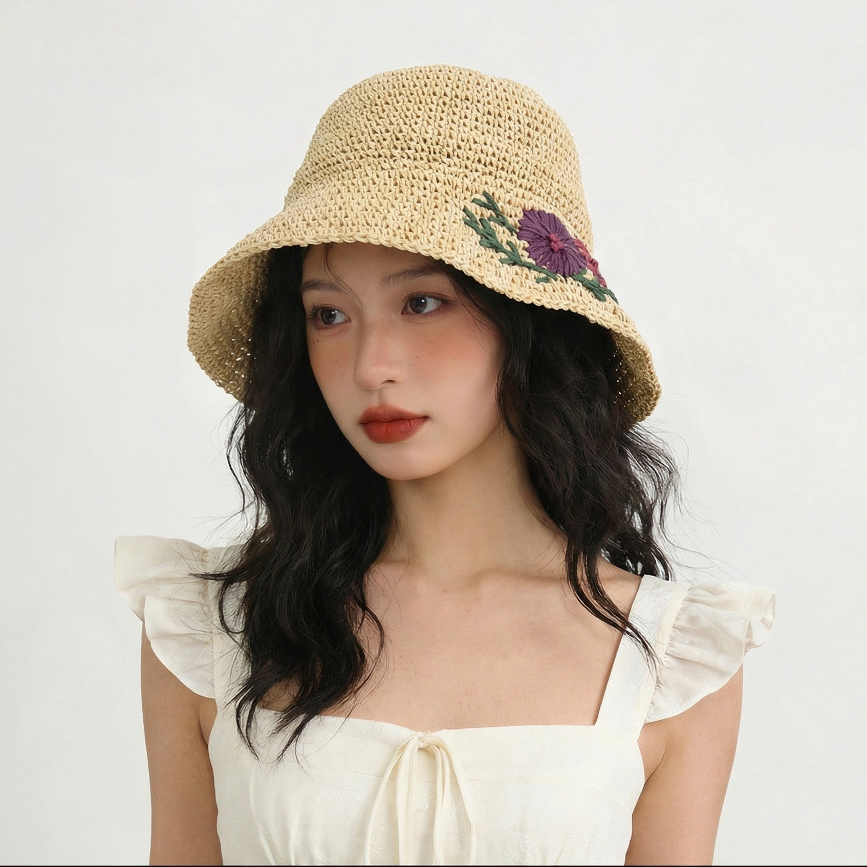 帽子女夏季新款洋气草编遮阳帽渔夫帽太阳帽海边防晒帽女款草帽