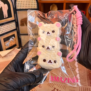 小红书同款轻松熊三连奶油条高颜值捏捏乐纯手工食品级硅胶慢回弹