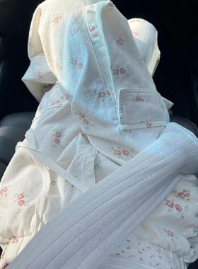 美式水洗小碎花白色工装秋季新款牛仔裤女宽松显瘦设计感小众长裤