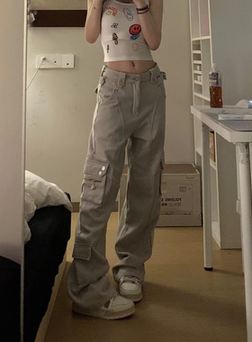 大码高街vibe美式水洗多口袋街头百搭工装裤男女休闲阔腿裤长裤潮