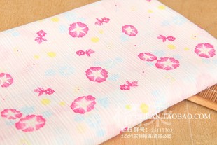 服装 小金鱼蒲公英牵牛花 日单布料 布料 清仓 薄软 全棉皱皱棉