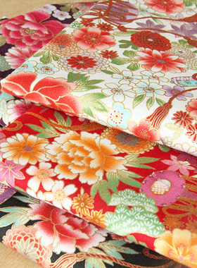 进口 服装 旗袍 布料 sevenberry烫金牡丹丸菊繁花鼓风书卷  棉布