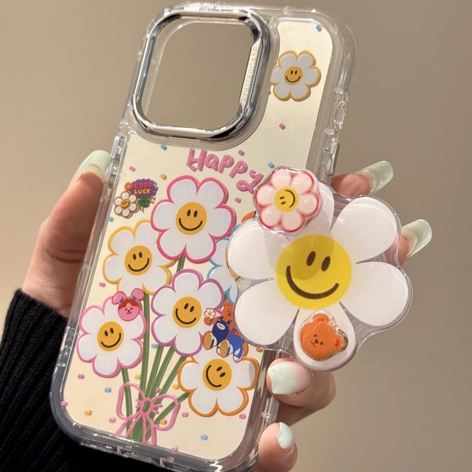 可爱彩色波点笑脸太阳花适用于iphone16prom苹果15手机保护壳14pr