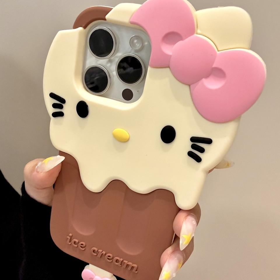 创意巧克力蝴蝶结猫咪冰棍iphone16prom手机保护壳苹果15pro新款