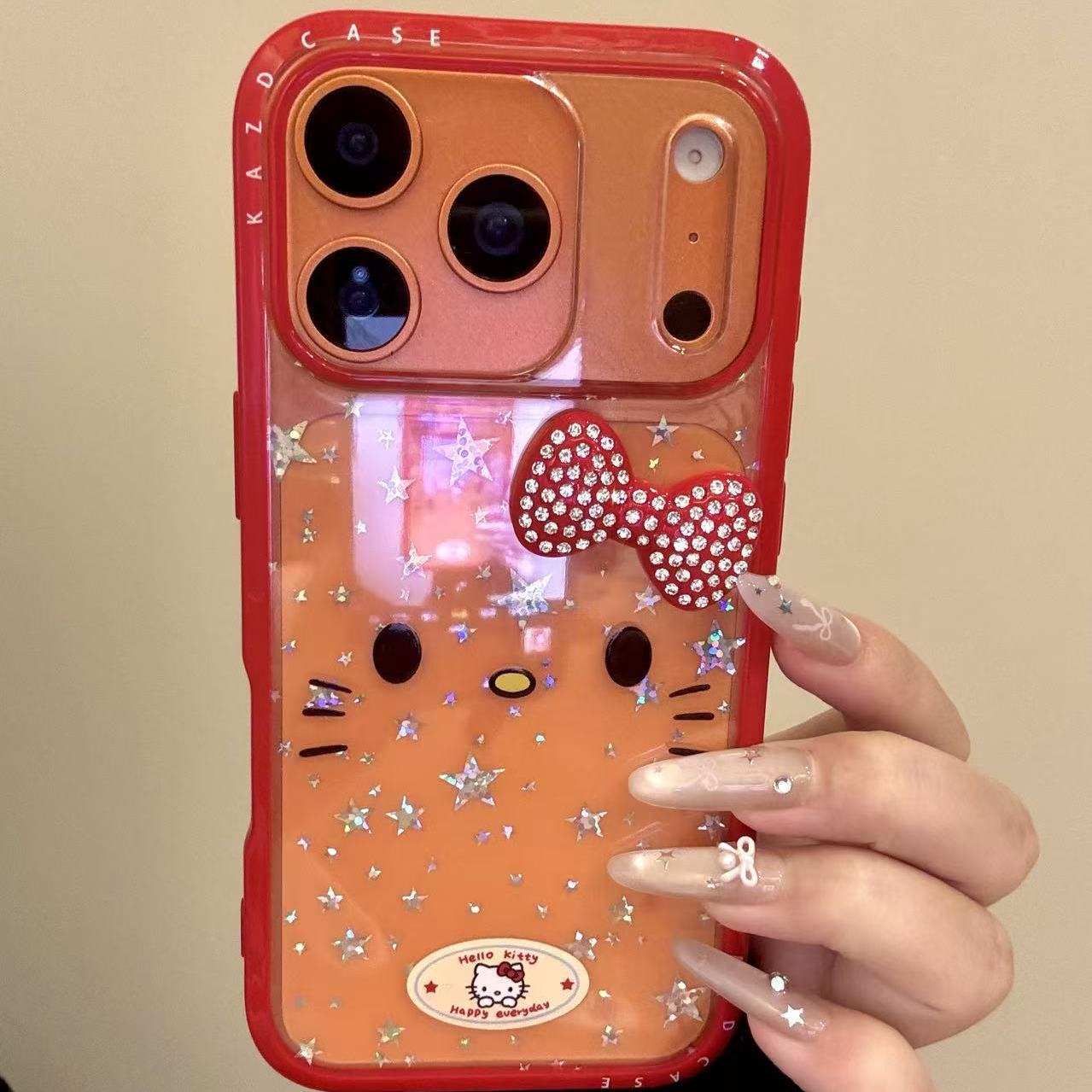 日韩卡通点钻蝴蝶结表情猫咪适用ihone17promax苹果16p手机壳新款