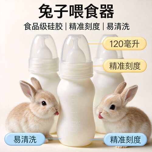 兔子喂食器幼宠专用奶瓶食品级硅胶精准刻度易清洁猫咪小宠喂奶器