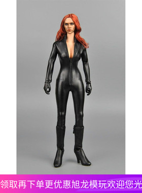 现货 1/6 女兵人 ZY15-2 黑色连体皮衣 可D机车 黑寡妇