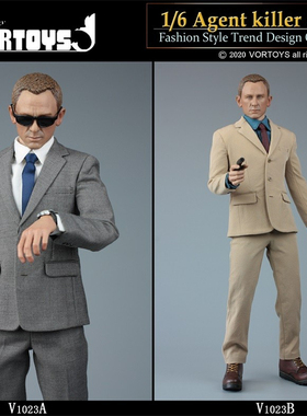 现货 VORTOYS 1/6兵人模型 007邦德 男特工西服套装 V1023A/B两款
