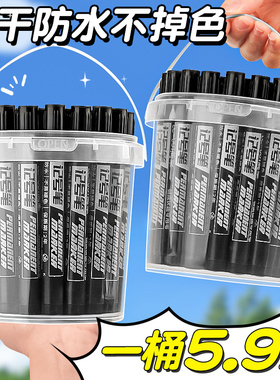 记号笔黑色粗头批发工地马克勾线笔美术专用小学生油性防水防油不掉色褪色大头红色速干快递可擦物流水笔B1