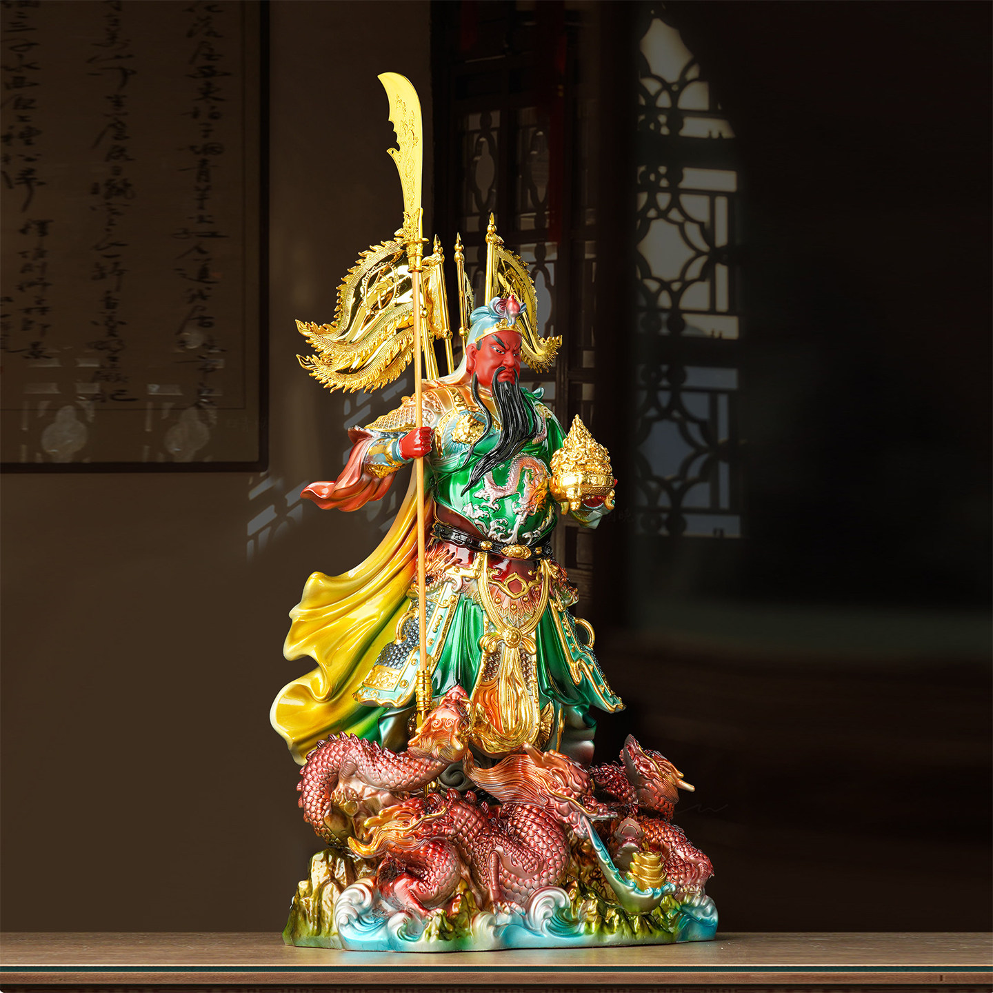 2026新款武财神关公神像九龙关公关圣帝君摆件家用办公室招财供奉