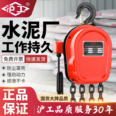 沪工环链DHS电动葫芦380V2/5吨吊装水泥厂管道吊装倒链提升机220v