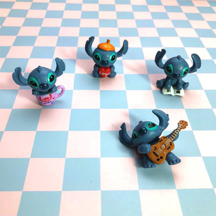 创意星际宝贝吉他史迪仔公仔摆件 手机壳diy奶油胶材料手办玩偶