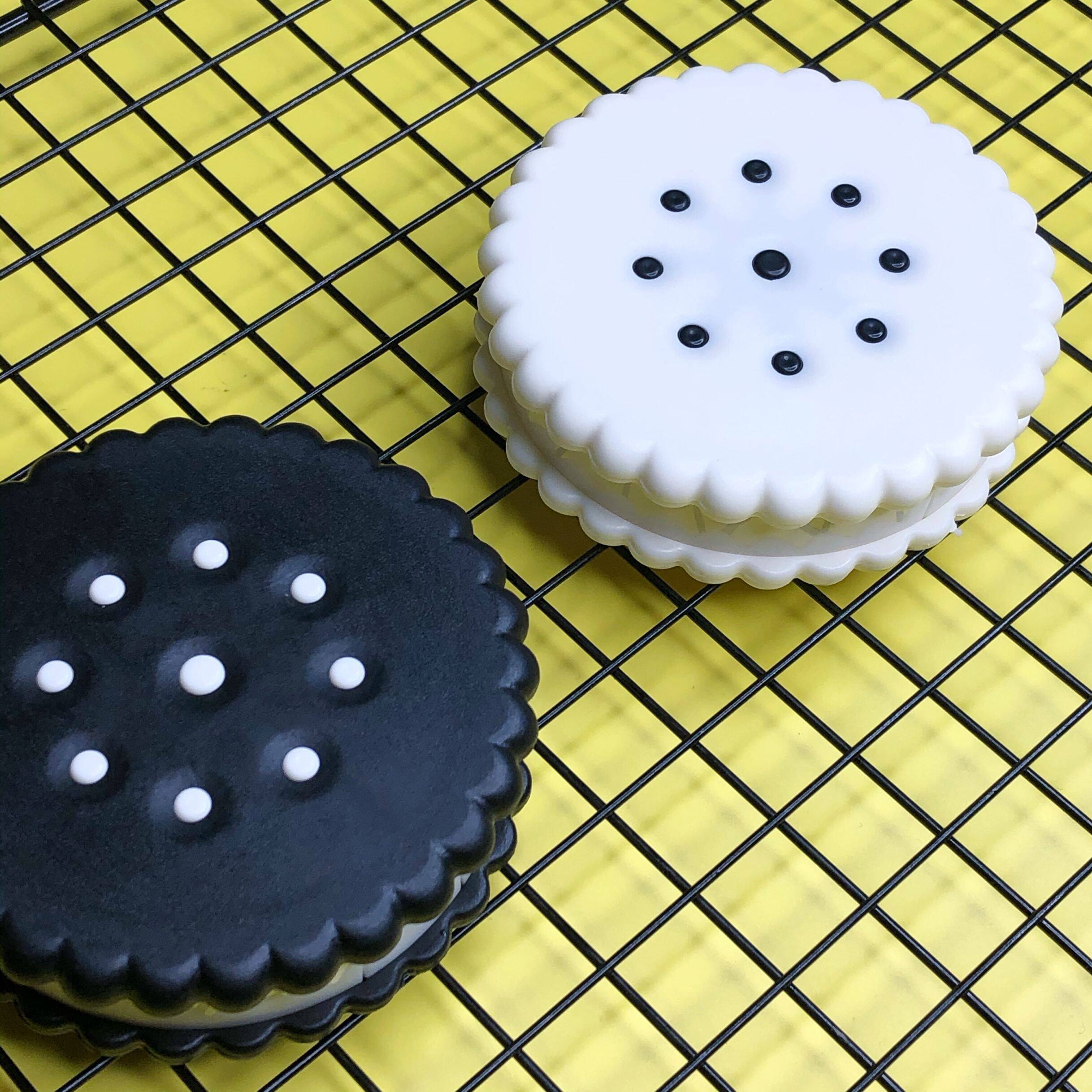 仿真饼干圆形美瞳盒隐形近视眼镜盒 diy奶油胶材料配件工具