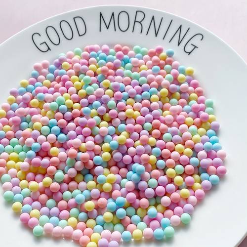 无孔磨砂马卡龙色珠子小圆球 手机壳奶油胶diy材料点缀装饰物配件