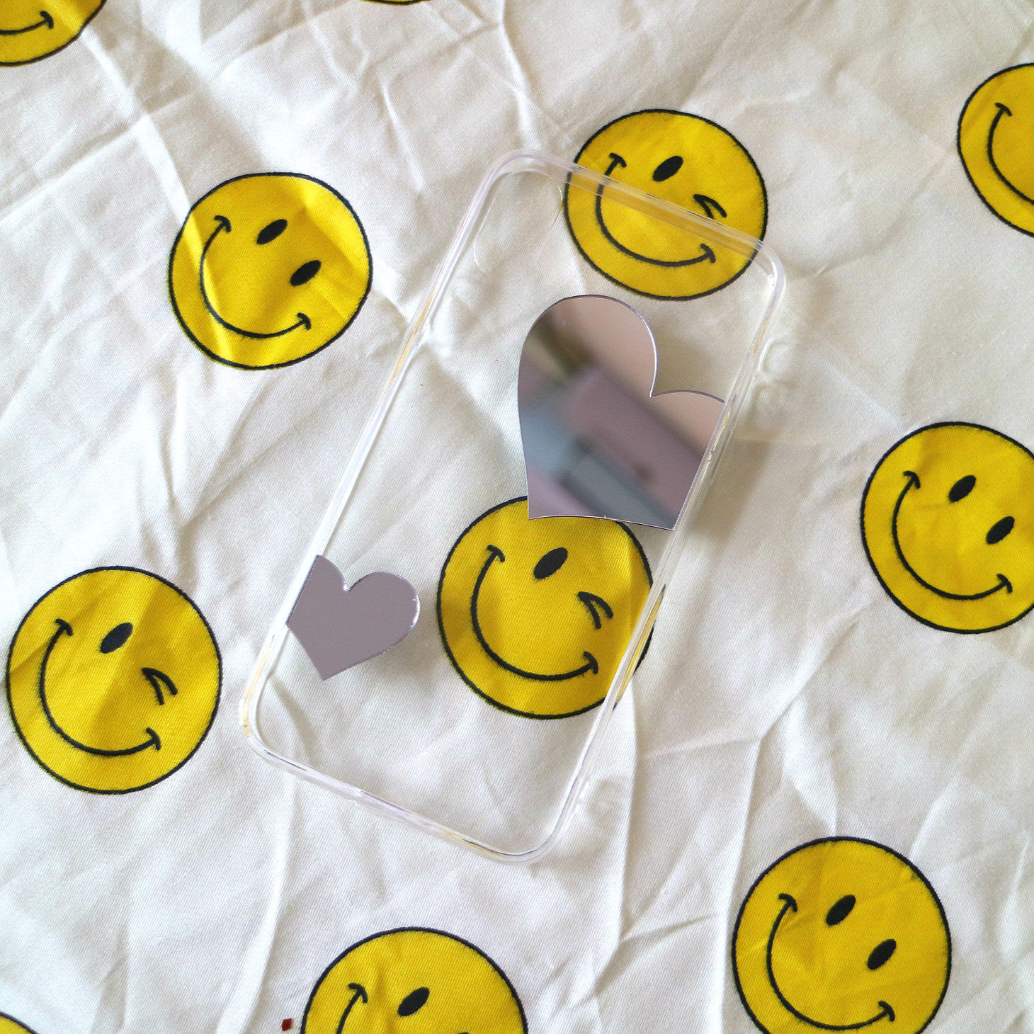 里昂手作少女可爱心形镜面亚克力贴片 半边心手机壳diy滴胶封入物