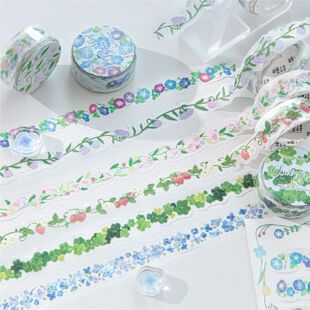 糖诗闪砂PET白墨异形胶带花藤物语系列小清新花草手账diy造景贴纸