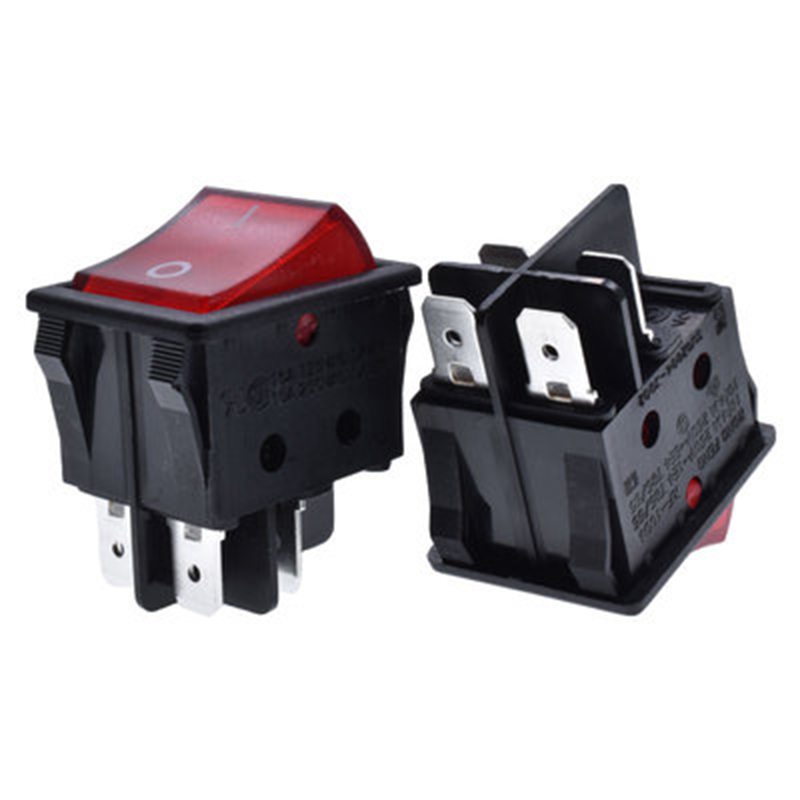 荣丰RF-1004船型开关31*25MM带红灯16A250V 四脚两档翘板电源开关