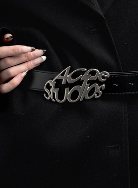 WCH春夏新款电镀银色字母时尚街头潮流百搭皮带腰带男女同款