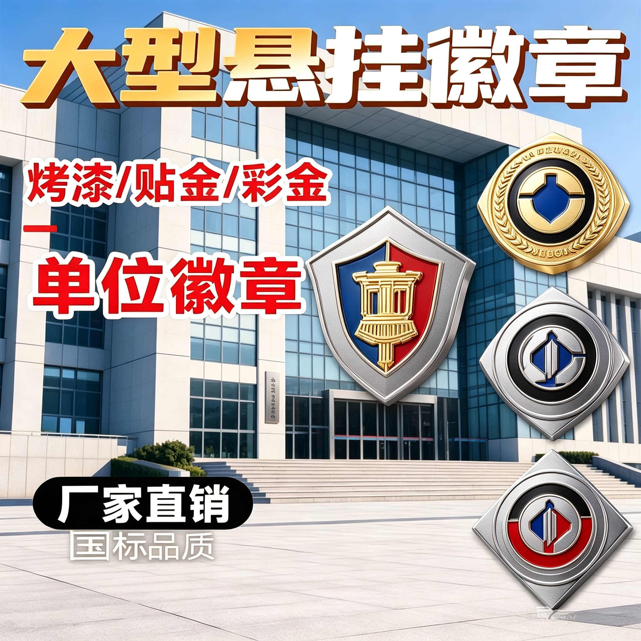 大型徽章单位立体挂墙烤漆背景墙
