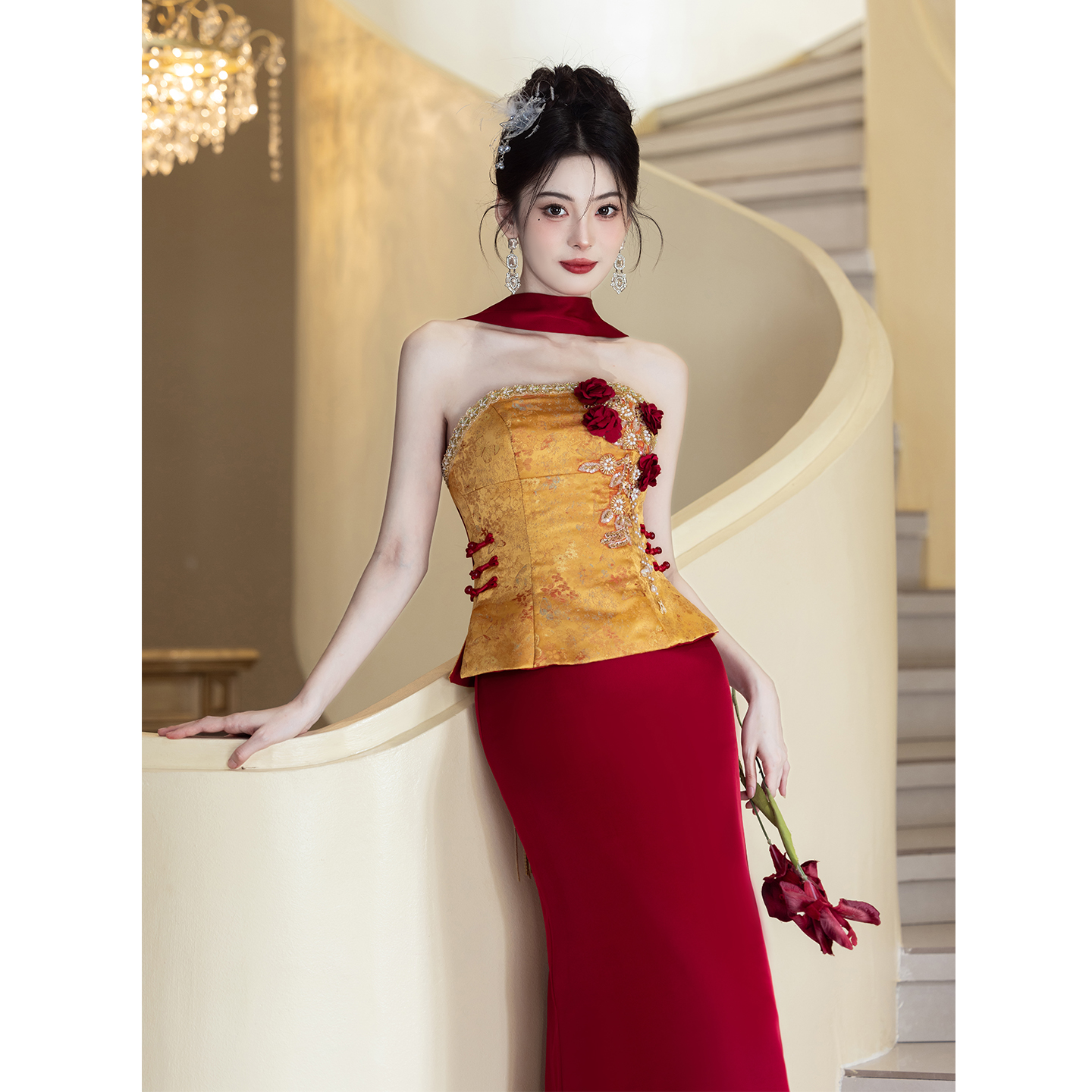 新中式新娘敬酒服高级感订婚结婚晨袍女小众高端轻奢绝美晚礼服裙