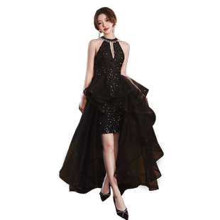 黑色小晚礼服女轻婚纱宴会高端气质亮片轻奢小众名媛高级感连衣裙
