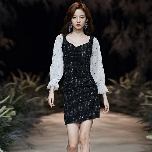 Короткое вечернее платье, премиум класс, по фигуре, французский стиль, подходит для подростков