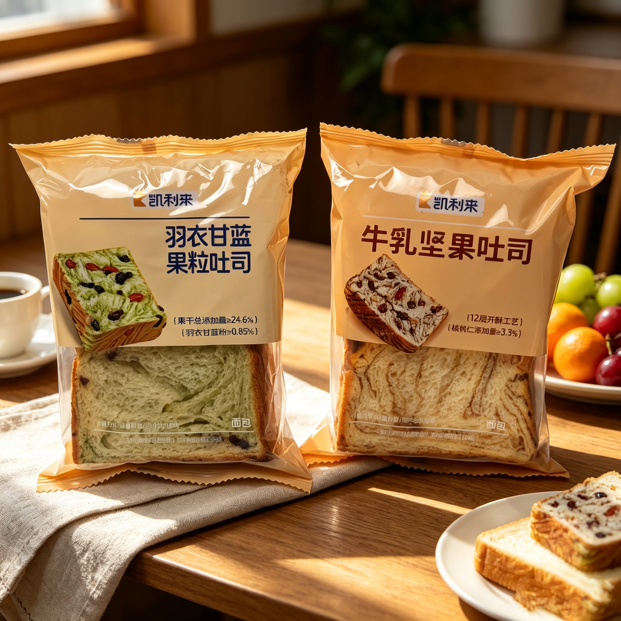 凯利来羽衣甘蓝果粒吐司牛乳坚果厚切面包营养早餐代餐夜宵充饥