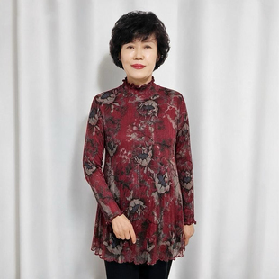 秋冬新款中老年妈妈衫大弹力韩国东大门代购套头显瘦透气柔软上衣