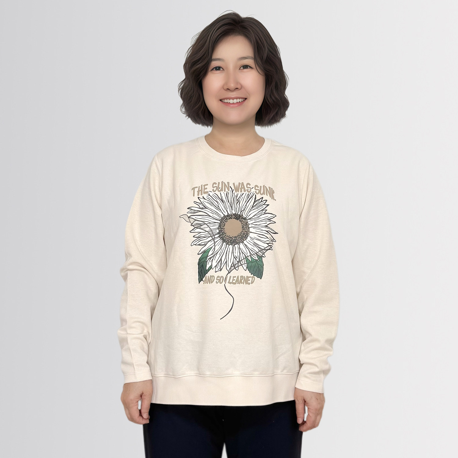 中老年宽松印花套头卫衣女2026春季新款韩国代购开叉妈妈圆领上衣