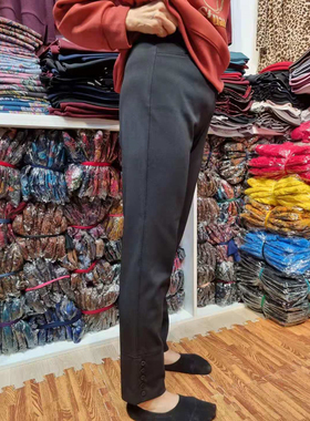 25秋新款中老年宽松弹力大码休闲裤韩国代购直筒裤黑色妈妈长裤女